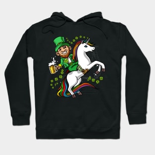 Leprechaun Riding Unicorn St Patricks Day Hoodie